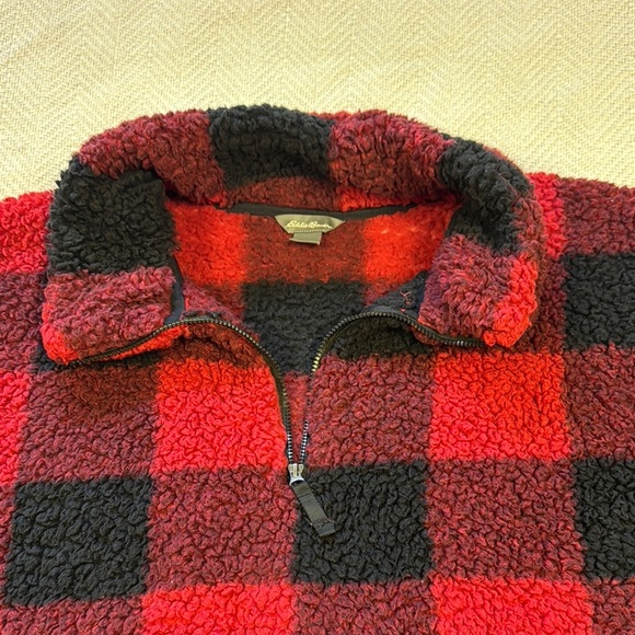 Eddie Bauer women’s fuzzy fleece sweater. Zipper collar. Size XL. Cabincore - Picture 3 of 8
